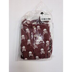 Kate Quinn Organic Cotton Terry Red Skulls 2T Lng Sleeve Bubble Spooky Halloween